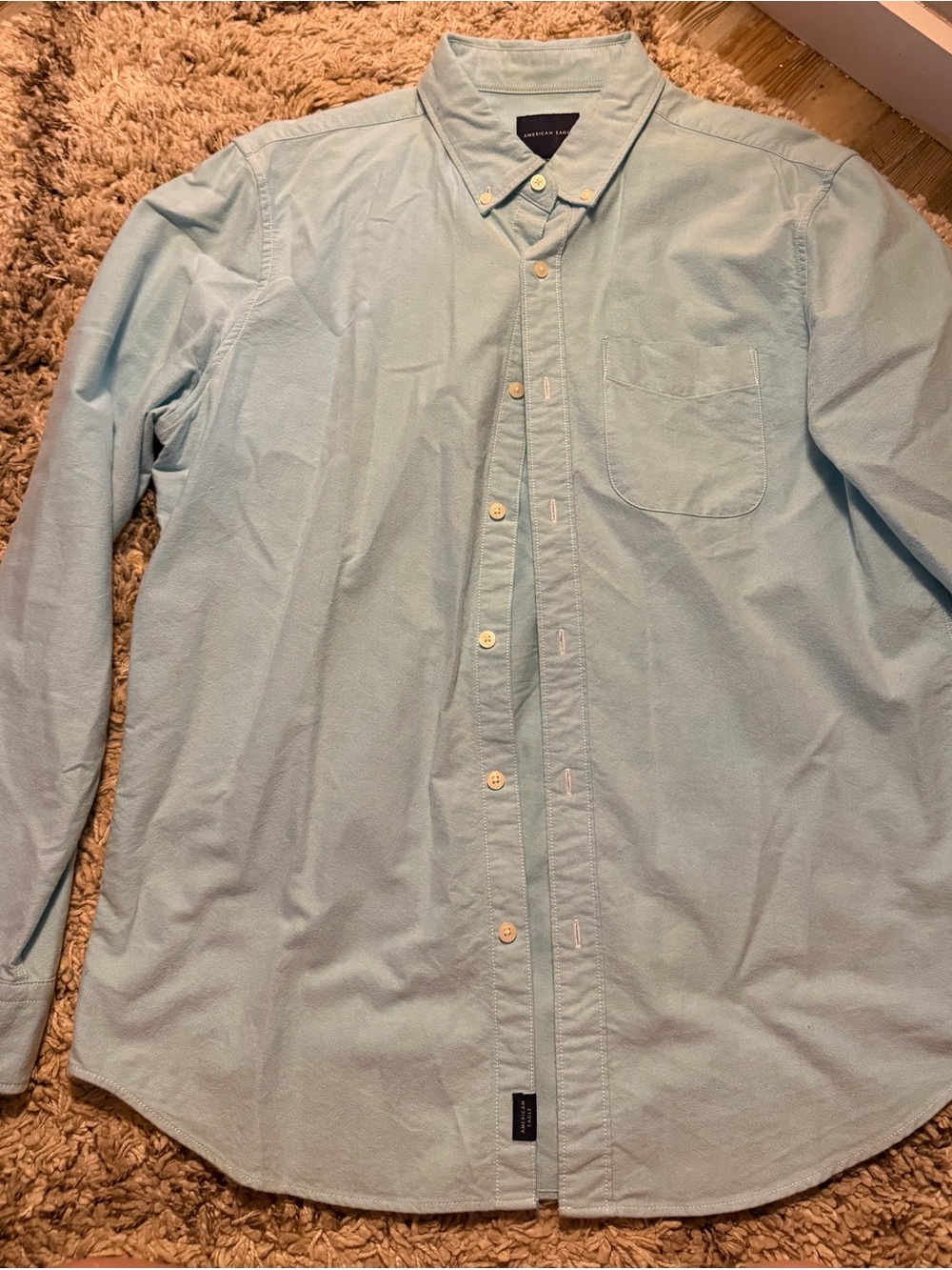America Eagle Light Blue Button-Down Casual Long Sleeve